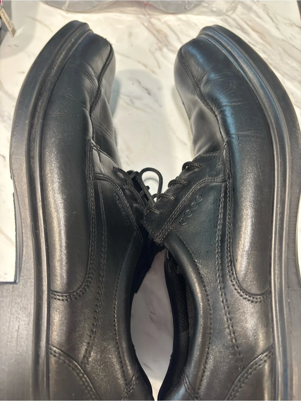 ECCO Men’s Black Leather Lace Up Comfort Dress Shoes EU 43 US 9 Made Portugal